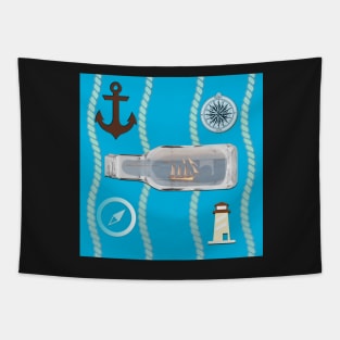 THE BEACH IS MY HAPPY PLACE NAUTICAL THEMED  TROPICAL BLUE Tapestry