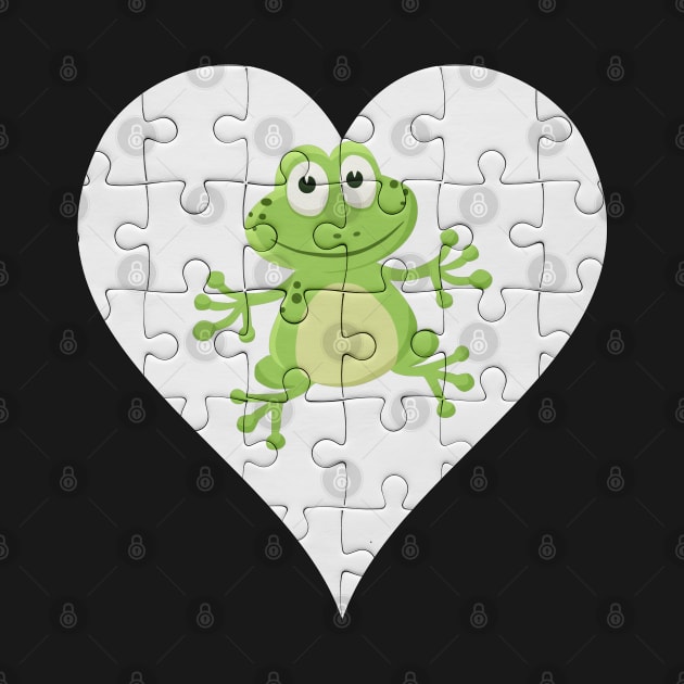 Jigsaw  Frog Heart Design - Fish Frog by giftideas