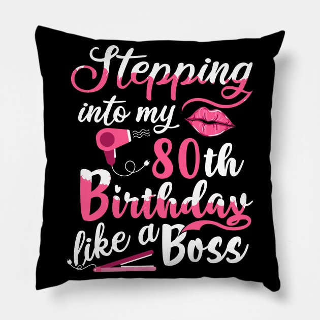 Stepping into My 80th Birthday like a Boss Gift Pillow by BarrelLive