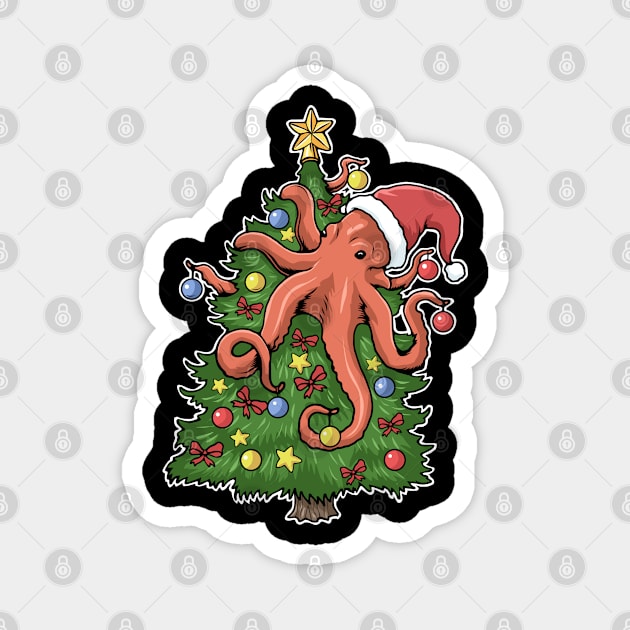 Christmas Octopus Tshirt Kraken Squid Merry Christmas Tree T-Shirt Magnet by PomegranatePower