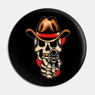 Cowboy skull with gun Pin