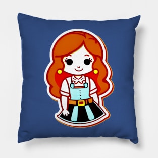 Red Haired Cow Girl Pillow