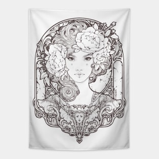 Flora Maiden (line art) Tapestry