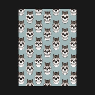 Kitty n skull pattern T-Shirt