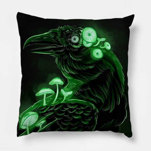 Glowing Raven Pillow by Cari.boou