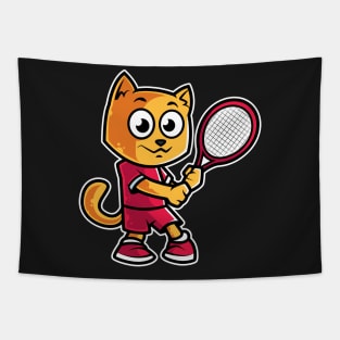 Cat Tennis Player Funny Coach Kitten graphic Tapestry