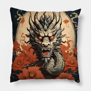 Vintage Chinese Dragon Art Pillow