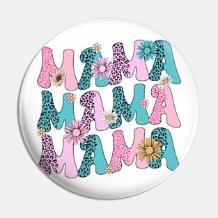 Groovy Mama Retro Flowers Women Mother's Day Wildflower Mom Pin