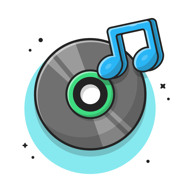 Vinyl Disk Music with Tune and Note of Music Cartoon Vector Icon Illustration (2) by Catalyst Labs