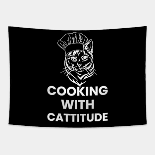 Cat cooking cattitude Tapestry