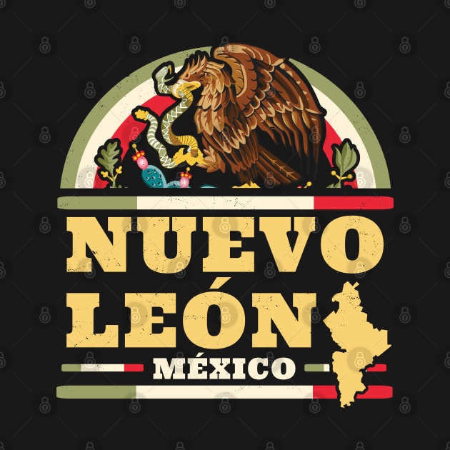 Nuevo Leon Mexico - Mapa Bandera Mexicana - Mexican State by OrangeMonkeyArt