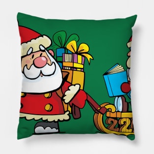 Santa Claus pulls a sledge Pillow