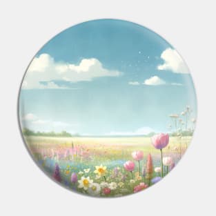 Spring Meadow Serenity Landscape Art Pin