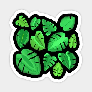 Monstera Plant Leaf Pattern (Black Background) Magnet