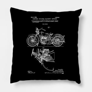 Motorcycle Patent White Pillow