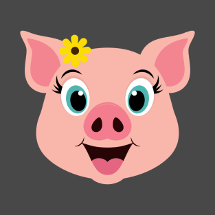 Cute Girl Pig Face Design T-Shirt