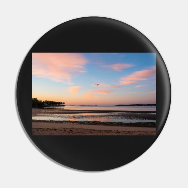 Beverly MA Dane Street Beach Morning Light Red Clouds Pin by WayneOxfordPh