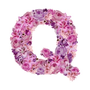 Pink Floral Letter Q T-Shirt