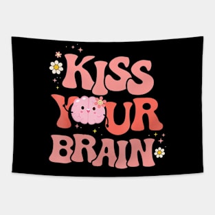 Teacher Kiss Your Brain Teachers Love Brains Tapestry