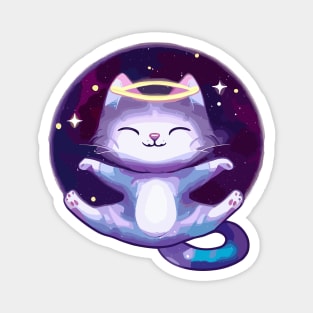 Cute little space galaxy cat smiling Magnet