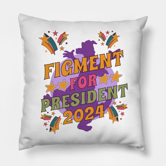 Figment For President 2024 world showcase Theme Park Distressed Design Pillow by Joaddo