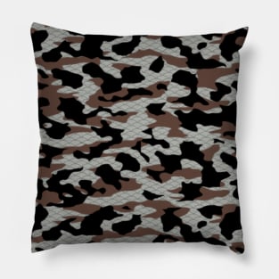 Black Grey Camouflage over Japanese Patterns Pillow