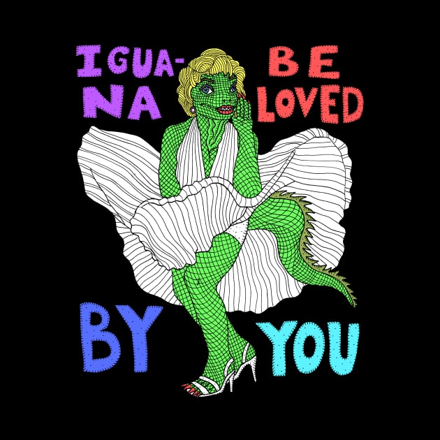 Iguana Marilyn Monroe in white dress by Majenye