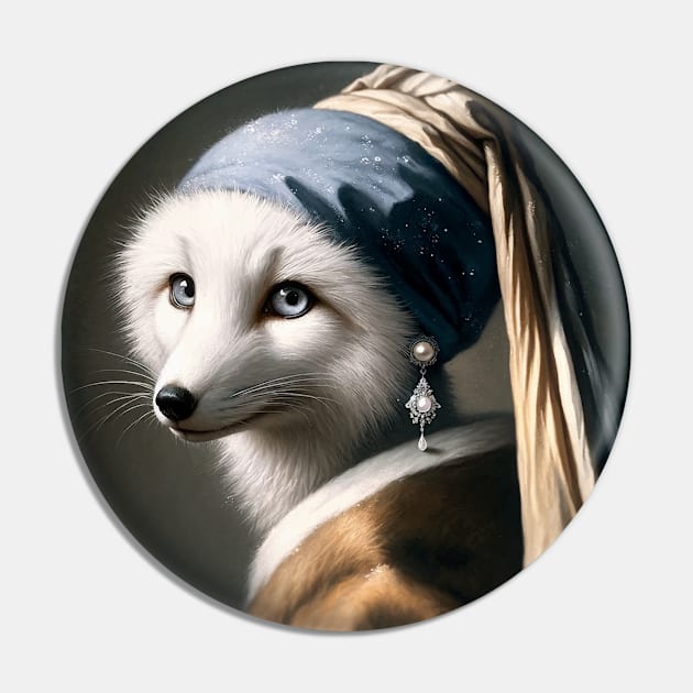 Wildlife Conservation - Pearl Earring Arctic Fox Meme Pin by Edd Paint Something