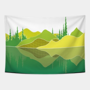 Landscape Vignette: Lime Reflection Lake Tapestry