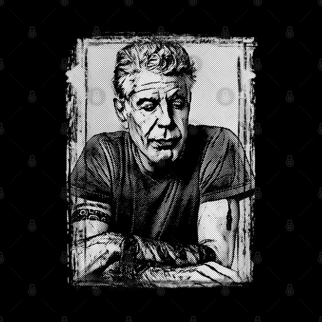 Anthony Bourdain - Vintage Halftone by Mr.FansArt