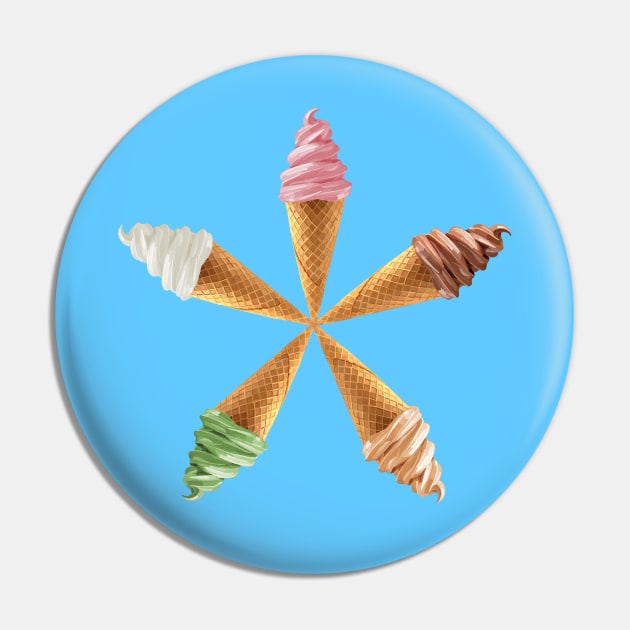 Ice Cream Flavor Flower Star Pin by Art by Deborah Camp