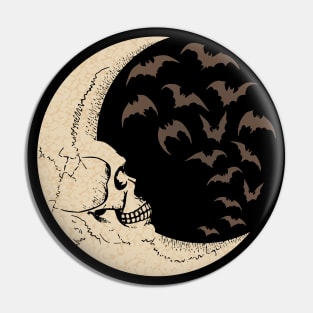 Skull Moon Vampire Bats Pin