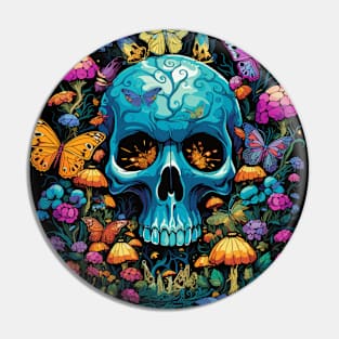 Trippy Skull Butterfly Garden Pin