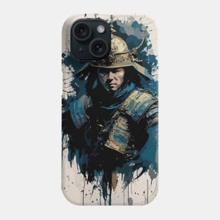 Japanese Samurai in Costume with Sword in Front View Ink Painting Style Phone Case