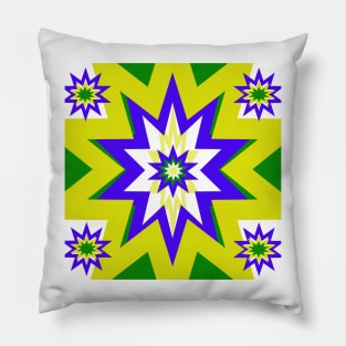 Star Graphic Yellow and Blue Pillow