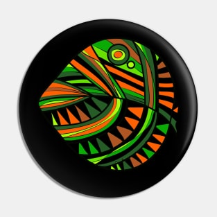 Mazipoodles New Fish Head Leaf Black Green Orange Pin