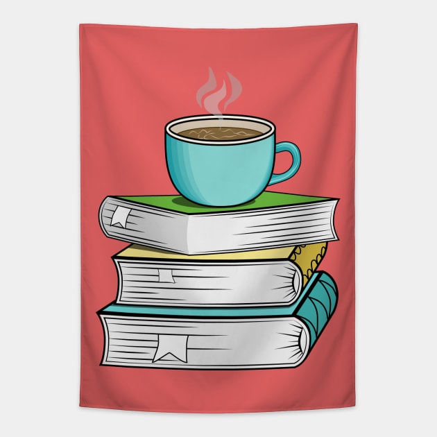 Books And Coffee Tapestry by Designoholic