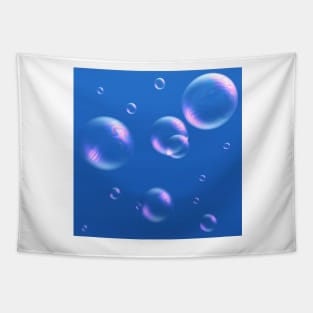 Rainbow Bubbles on Blue Tapestry