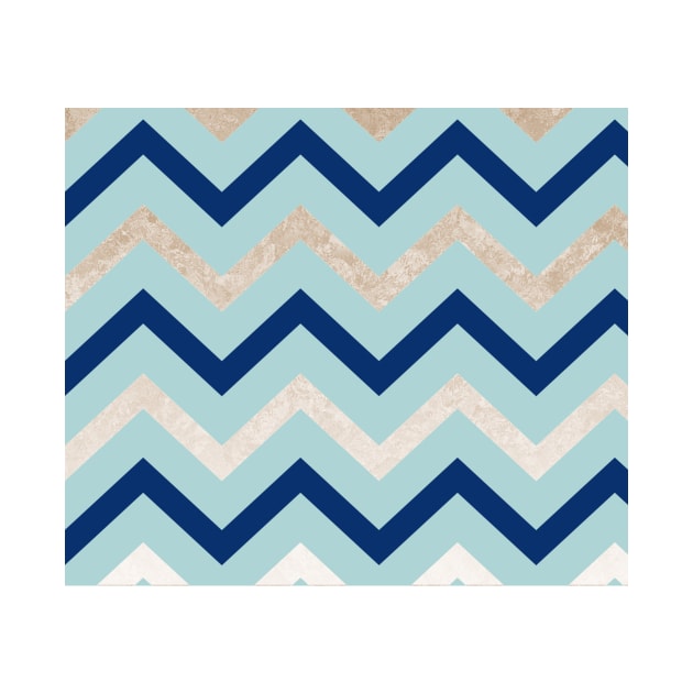 Marine zig zag - golden gradient turquoise by hamptonstyle