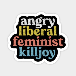 Angry Liberal Feminist Killjoy / Faded Style Vintage Look Magnet