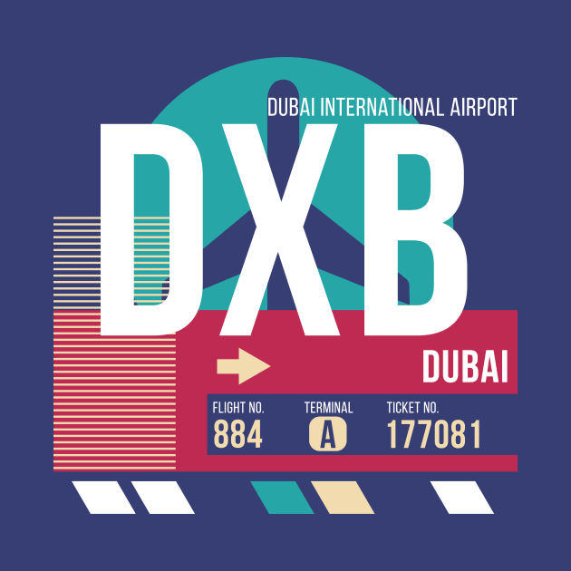 Dubai (DXB) Airport Code Baggage Tag E by SLAG_Creative