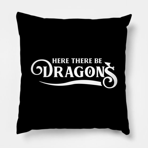 Here There Be Dragons Pillow by pixeptional