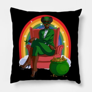African American Female Leprechaun St. Patrick's Day Pillow