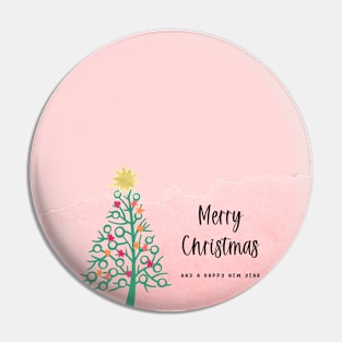 Merry Christmas - Happy New Year Design - Watercolor - Christmas Tree Pin