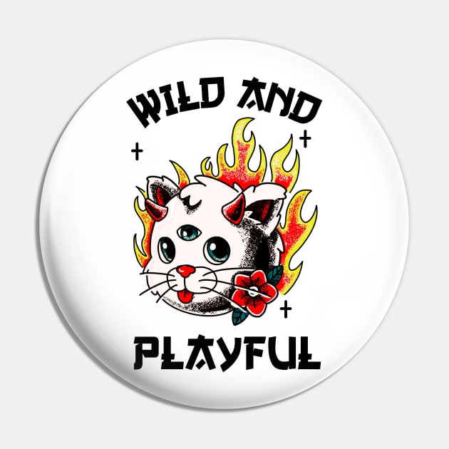 WAP Wild Cool Biker Cat Purring And Playful Evil Wittle Fireball of Furry Fury Art Pin by TeachUrb