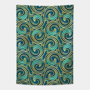 Mermaid Rococo Ocean Waves Tapestry