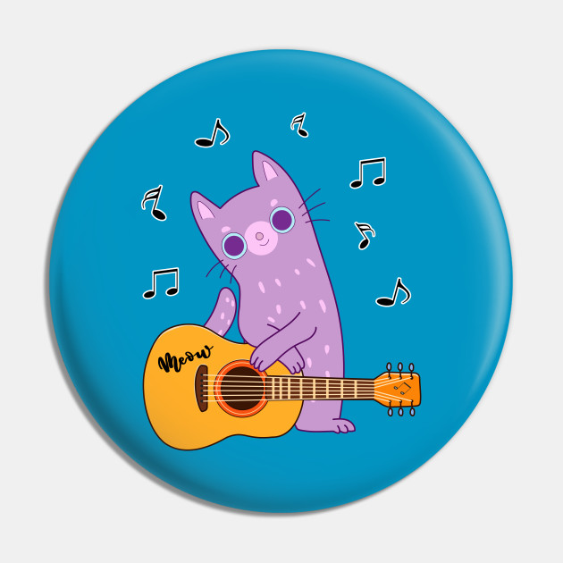 Cute Cat Guitarist Cool Guitar Cat Guitarist Pin Teepublic