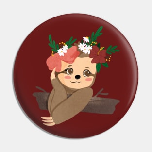 cute little sloth with flower crown Pin