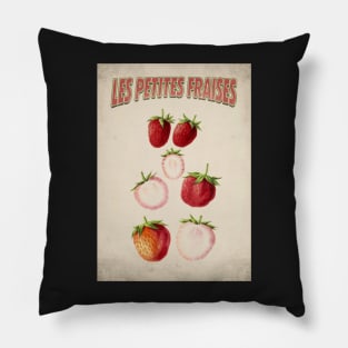 Old fruit poster - Strawberries - Vintage - retro Pillow