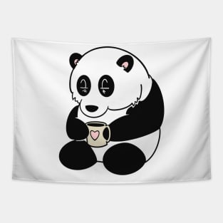 Panda’s morning coffee Tapestry